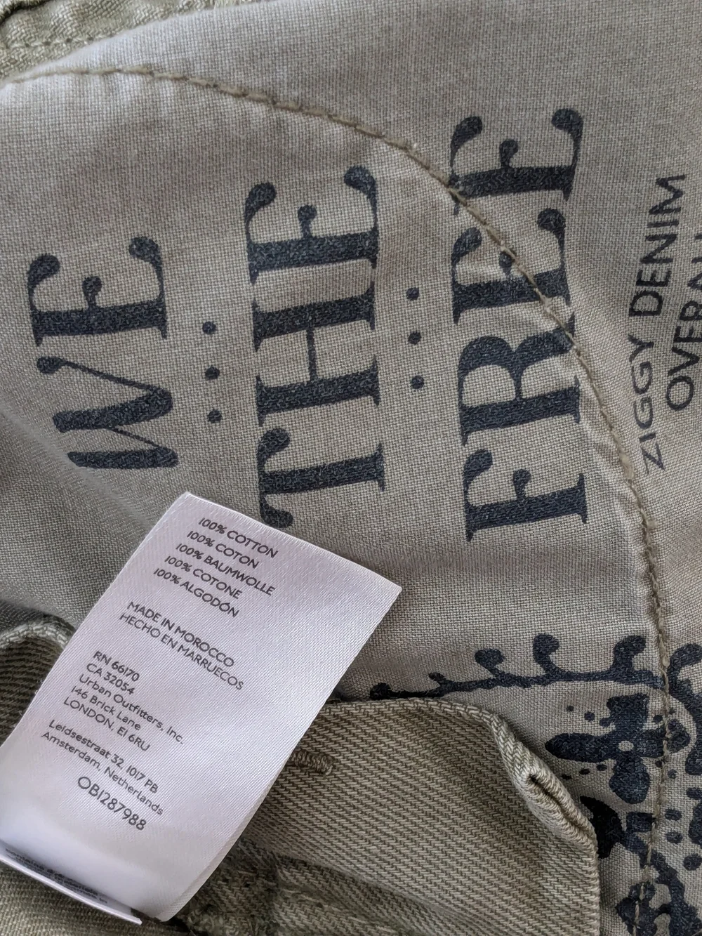 We The Free Military Green Ziggy Denim Overalls XS Great Used Condition - Picture 9 of 9